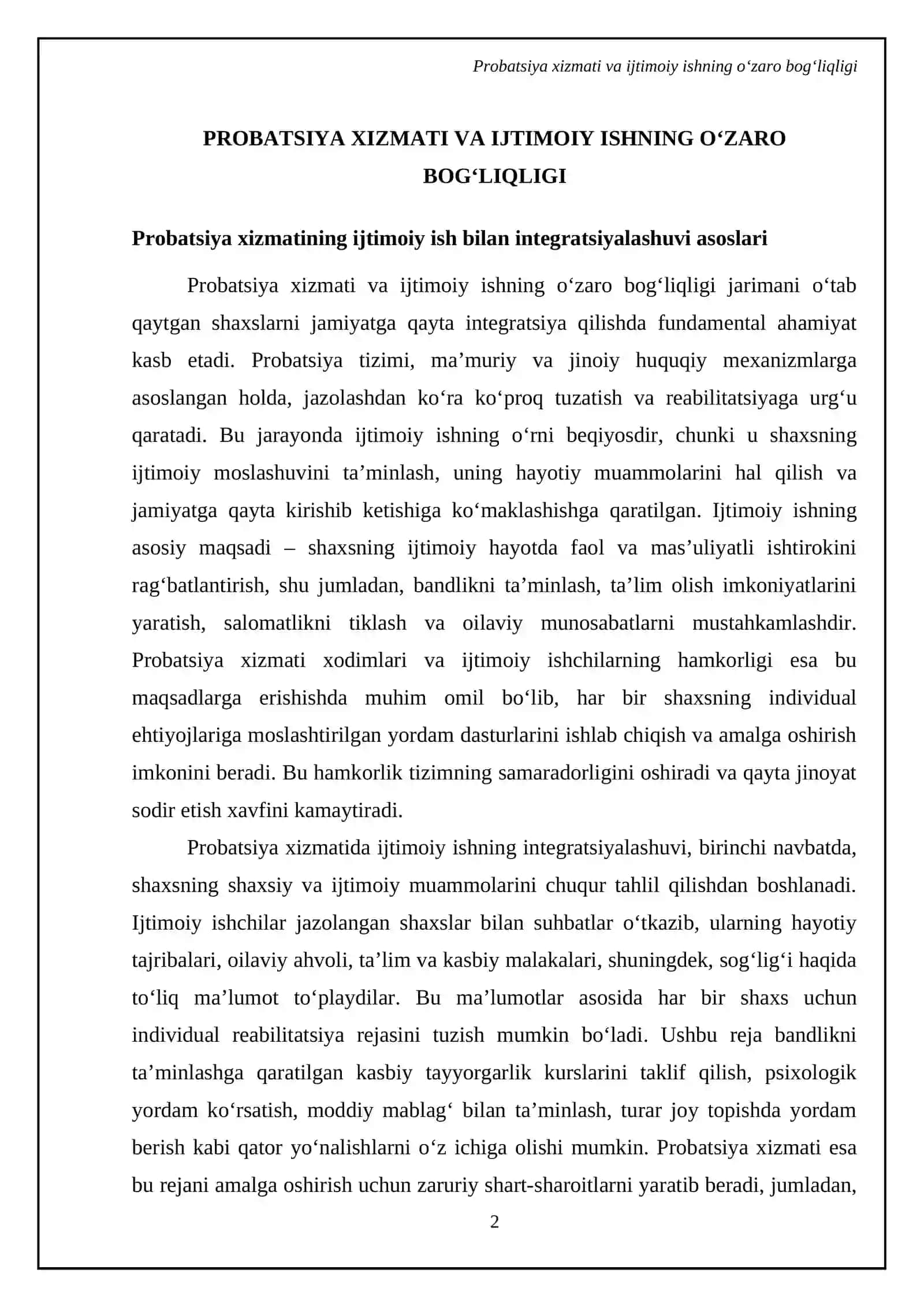 Probatsiya xizmatida ijtimoiy ish: jazoni otab qaytgan shaxslarni qayta ijtimoiy reabilitatsiya qilish 4