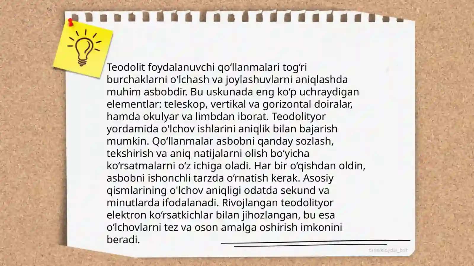 Teodolit s’yomkalari uchun zaruriy asbob-uskunalar 4