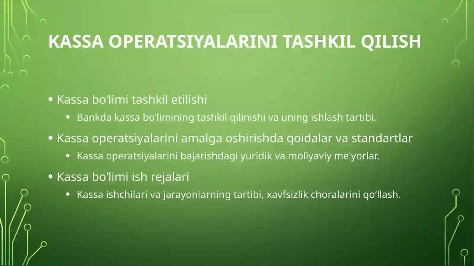 Banklarda Kassa Operatsiyalarini Tashkil Qilish va Hisobga Olish 4