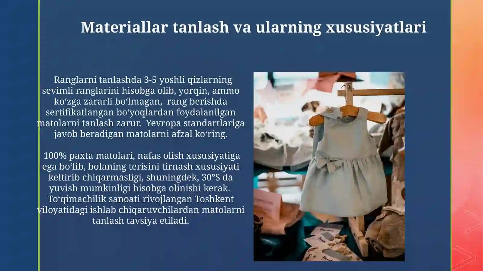 Maktabgacha yoshdagi qizlar liboslari va tuniklari uchun texnologik xarita ishlab chiqish 4