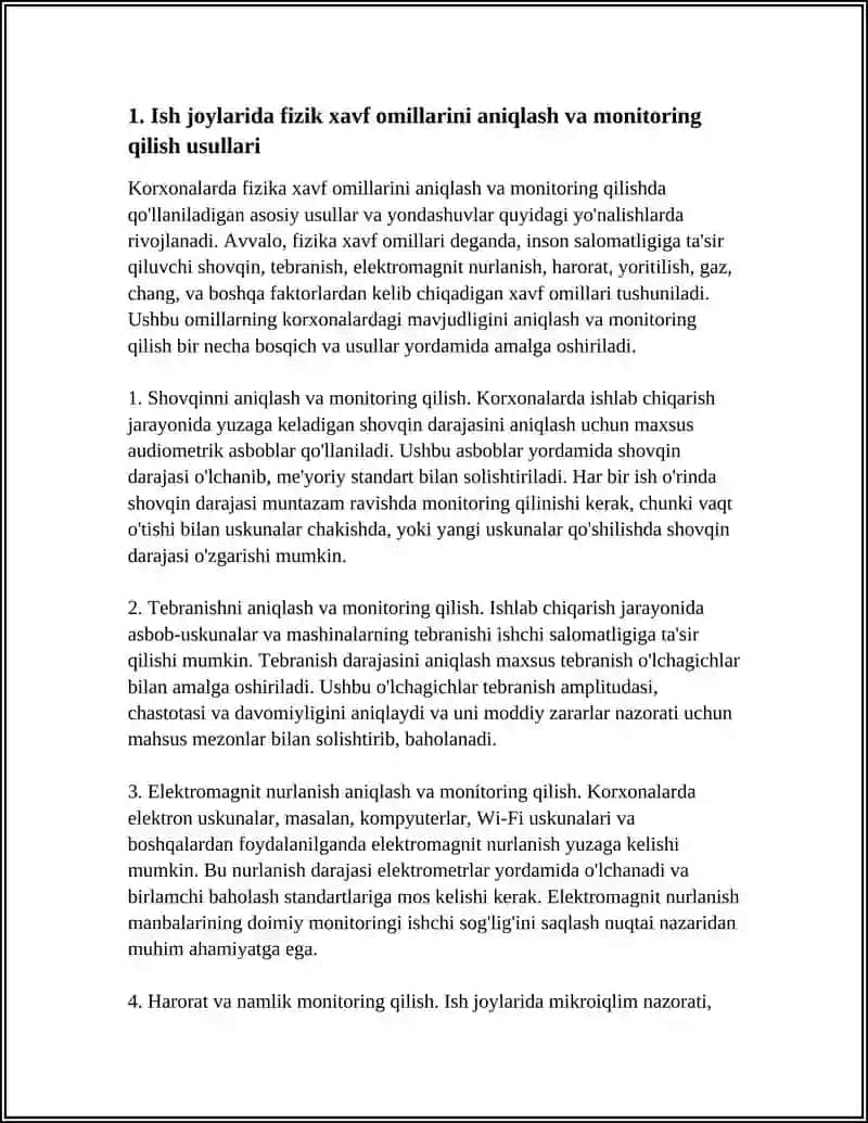 KORXONALARDA XAVFLI OMILLARNI FIZIK KIMYOVIY BIOLOGIK ANIQLASH VA BARTARAF ETISH 4
