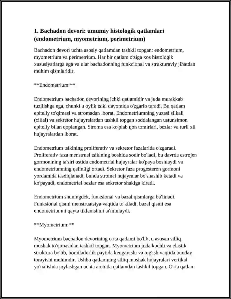 BACHADON (UTERUS) DEVORINING GISTOLOGIK TUZILISHI 4