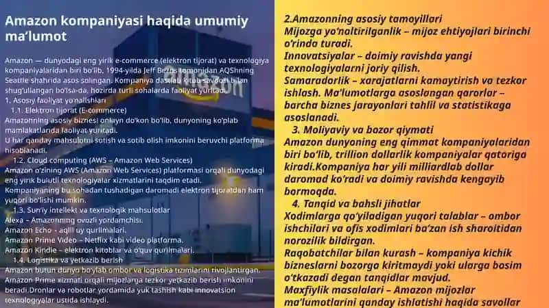 Amazon kompaniyasi boshqaruv usullari 4