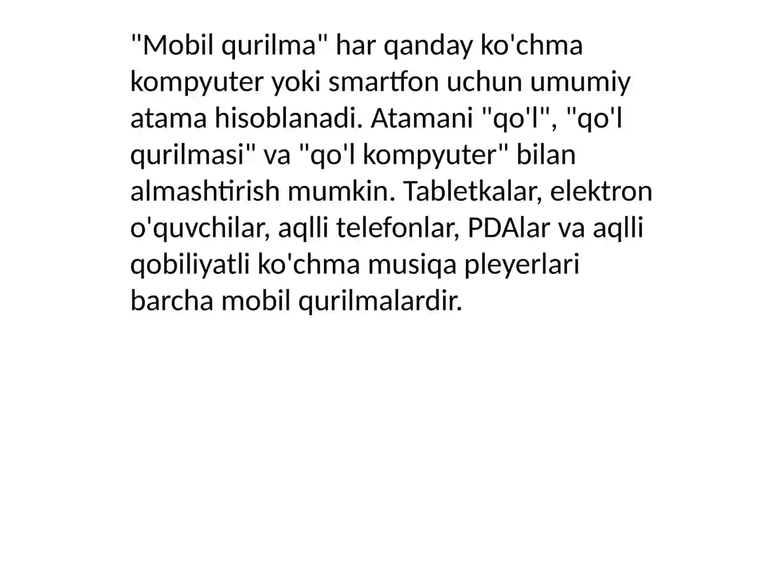 MOBIL TEXNOLOGIYALAR FANIDAN MUSTAQIL ISHI 4