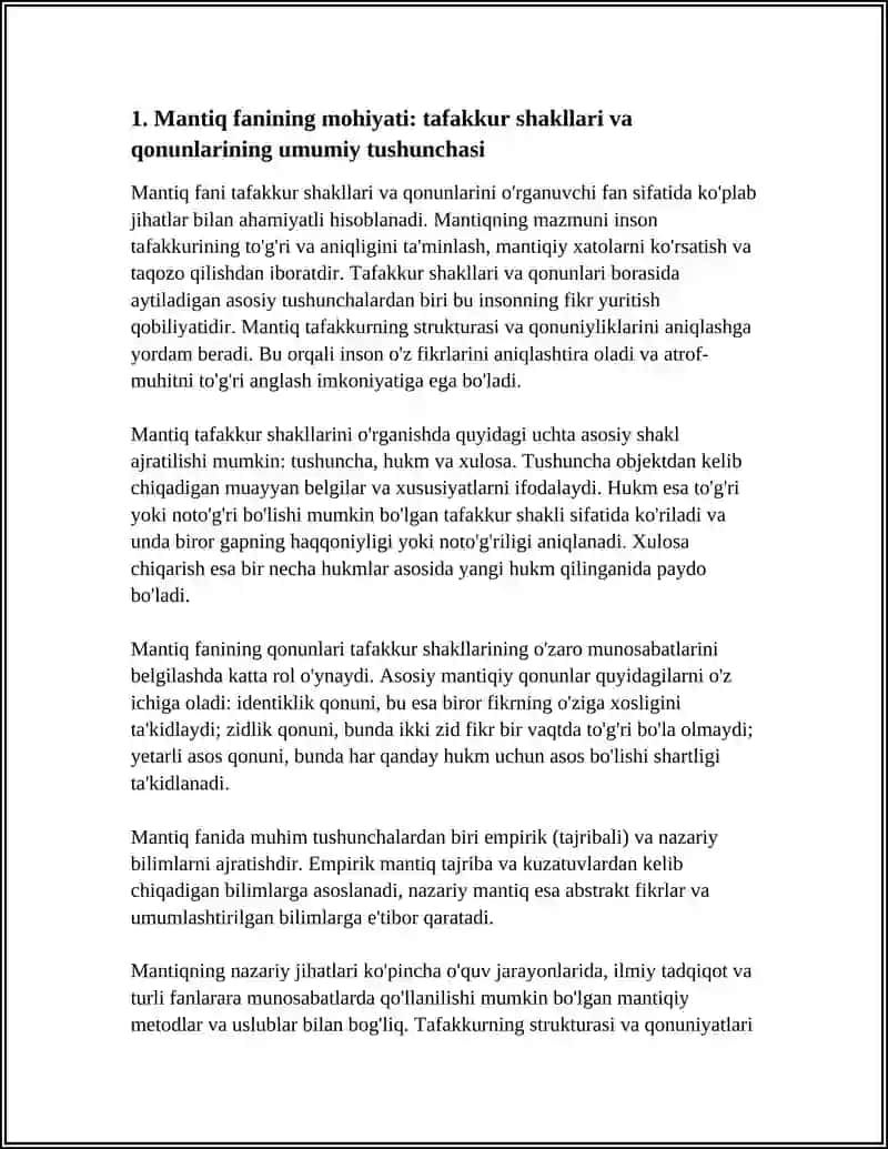MANTIQ TAFAKKUR SHAKLLARI VA QONUNLARINI O'RGANUVCHI FAN 4