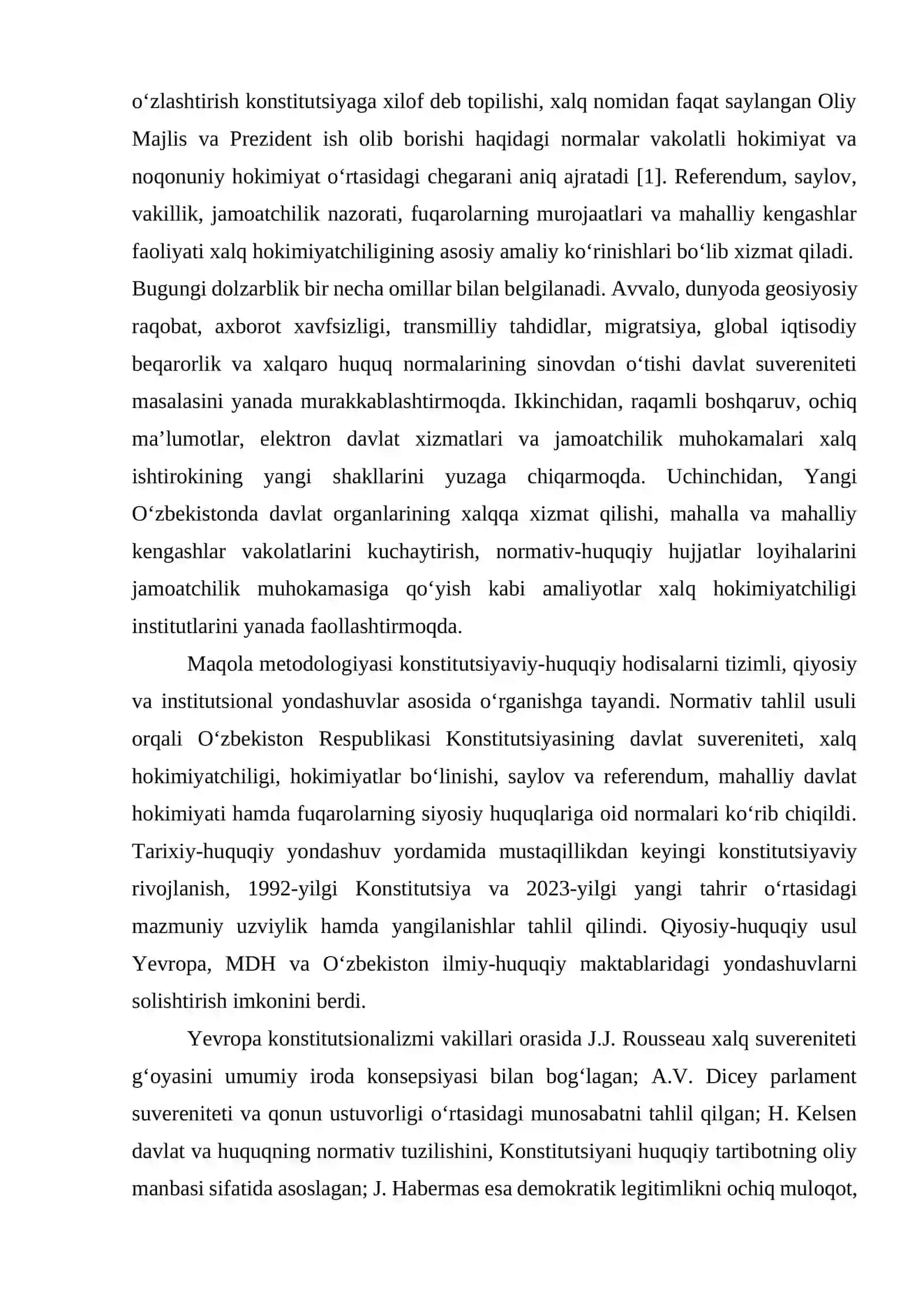 O‘ZBEKISTONDA DAVLAT SUVERENITETI VA XALQ HOKIMIYATCHILIGINING KONSTITUTSIYAVIY ASOSLARI 4