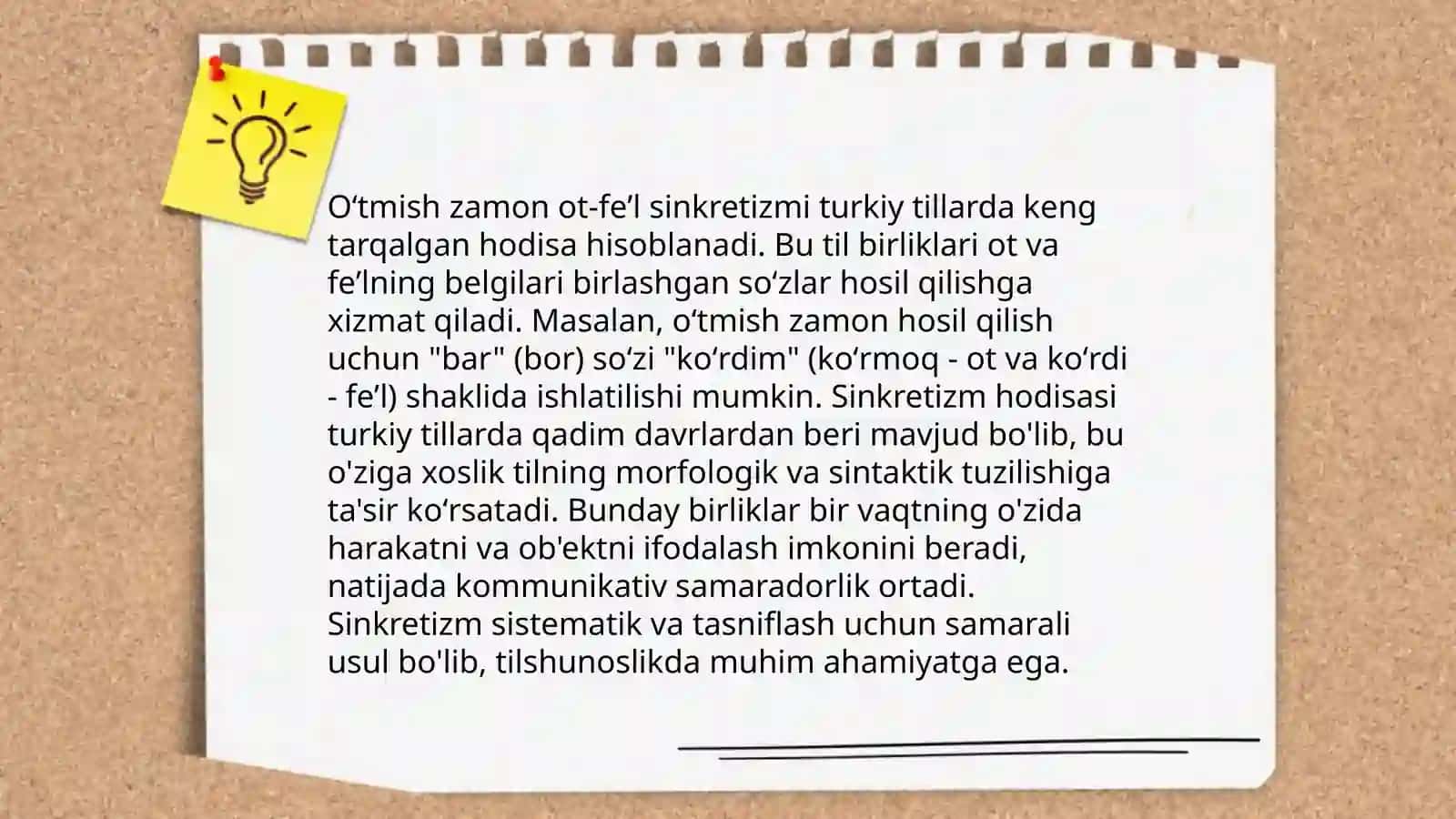 Turkiy tillarda turkum sinkretizmi. Ot - fe'l sinkretizmi 4