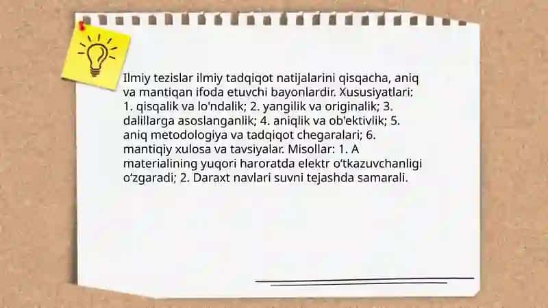 Tezislar. Tezis turlari 4
