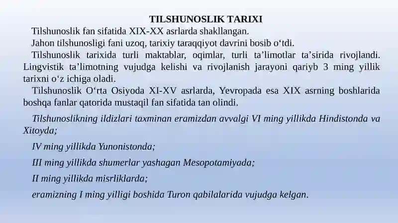 TILSHUNOSLIK FANI TARIXI 4