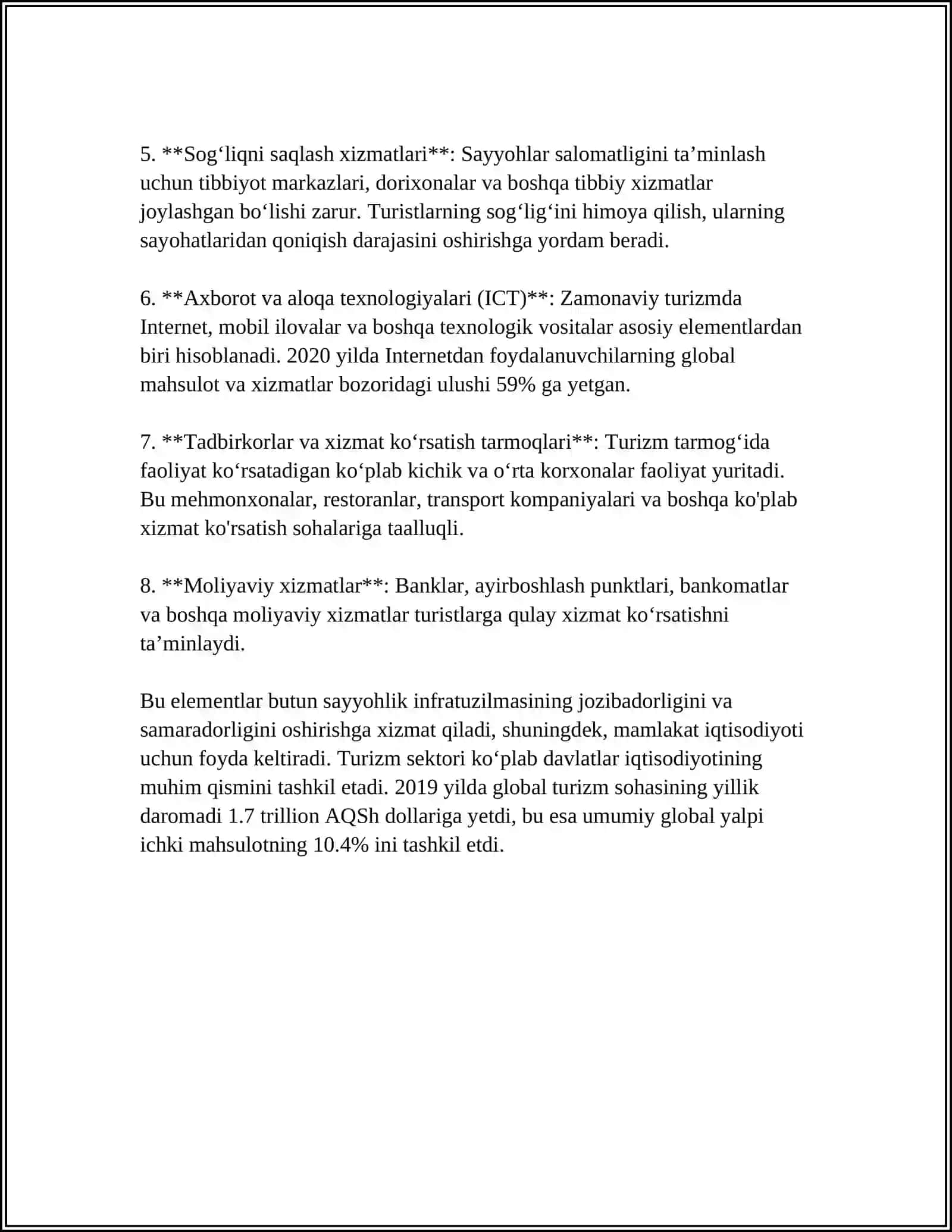 MEHMONDÕSTLIK INDUSTIRYASIDA SAYIR TOMOSHALAR VA KÕNGIL YOZISH INFRATUZILMASI 4