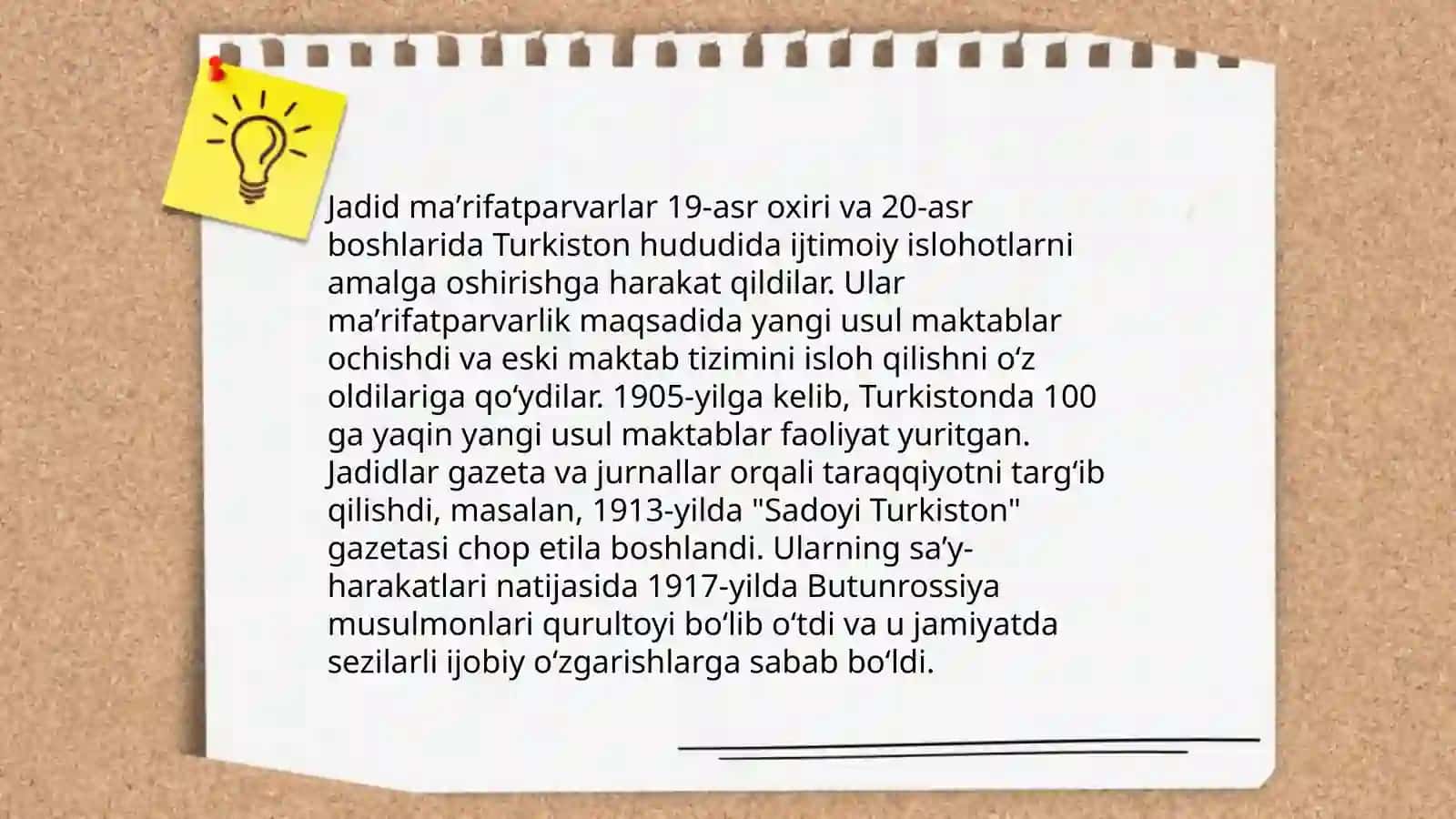 Jadid maʼrifatparvarlarining ijtimoiy-maʼnaviy hayotda tutgan oʻrni.( XX asr boshlari) 4