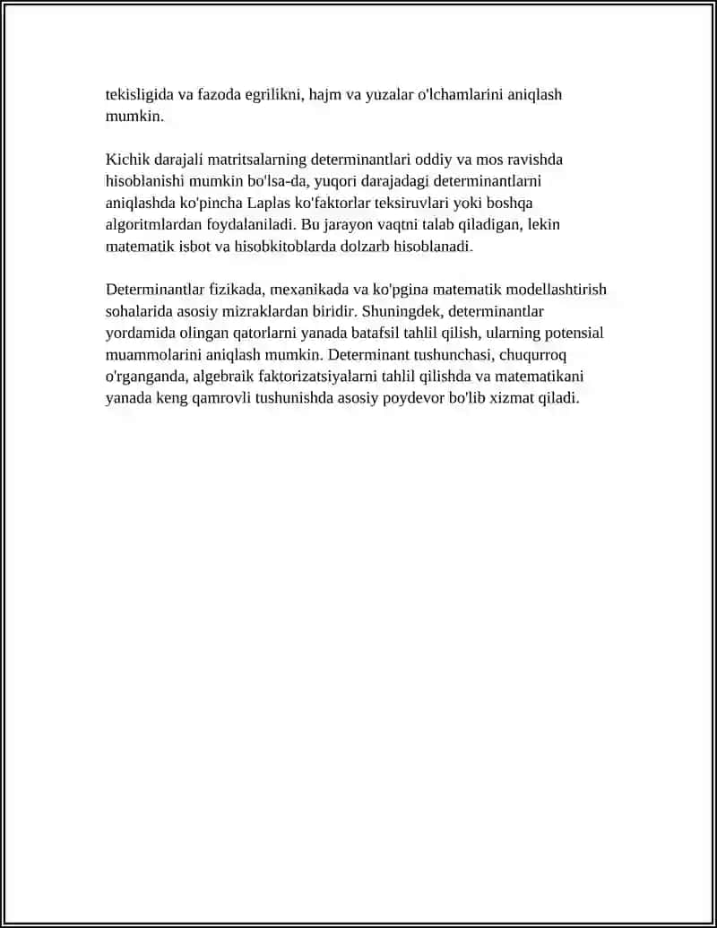 DETERMINANT VA UNING XOSSALARI 4