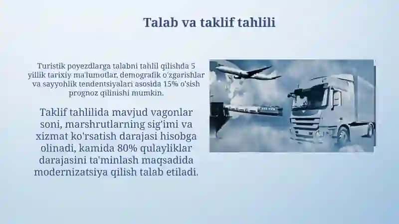 Turistik-sayoxat yoʻlovchi poyezdlari harakatini tashkil etish 4