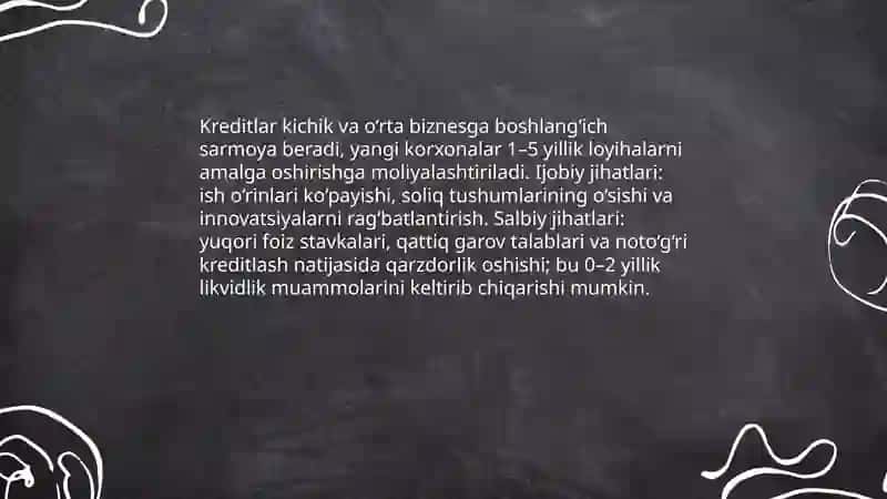 Kreditlash tizimining ijobiy va salbiy jihatlari 4