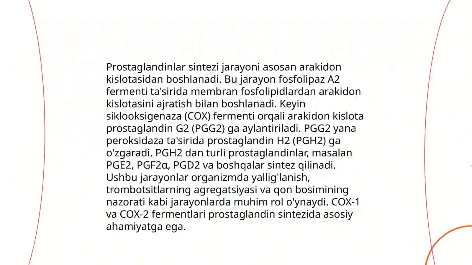 Garmonoidlar. Prostaglandinlar va ularning biologik ahamiyati 4
