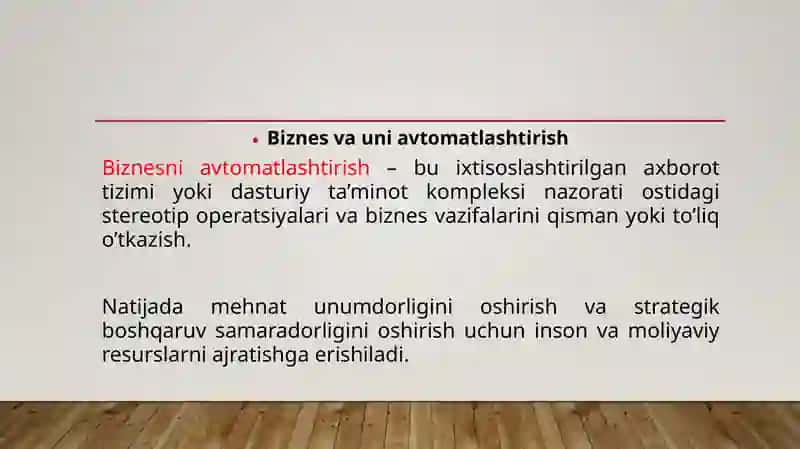 Biznesboshqaruvida avtomatlashtirilgan axborot tizimlari 4