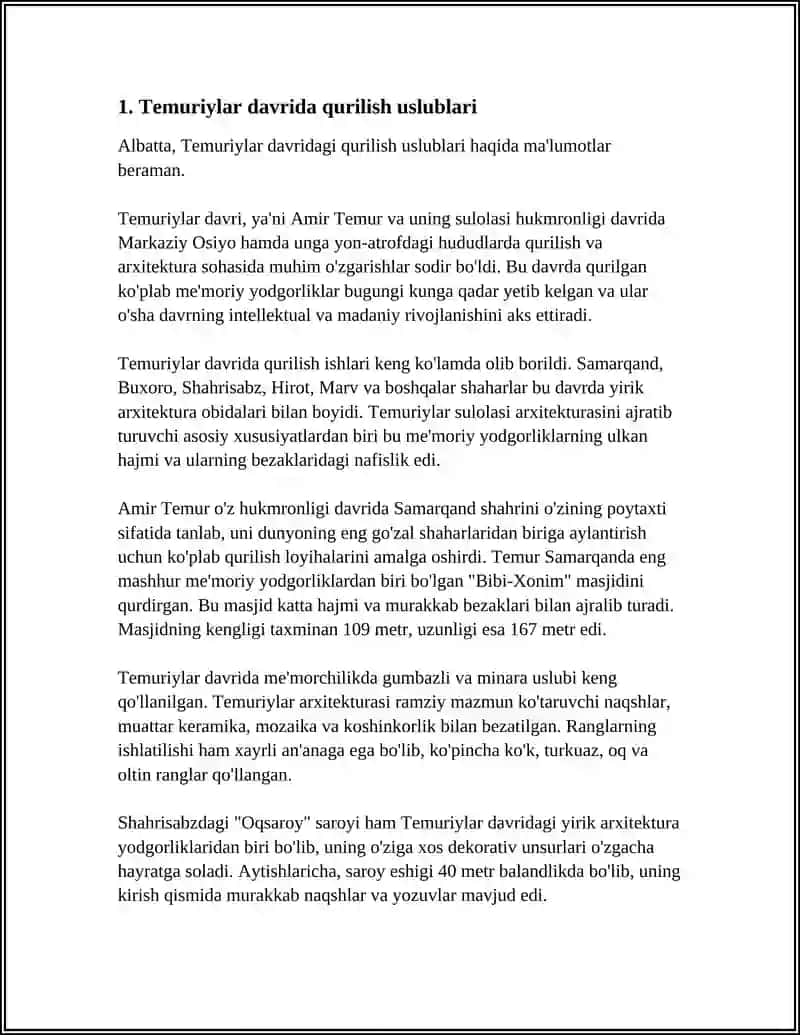 Temuriylar Davrining Arxitektura va Maliya Iqtisodiy Yutuqlari 4