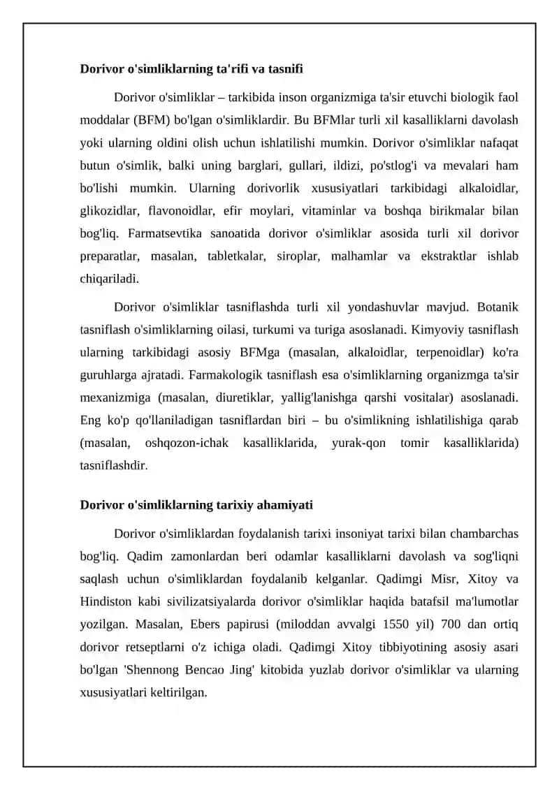 Dorivor o'simliklar: Ta'rifi, Tarixi va Tarkibi 4