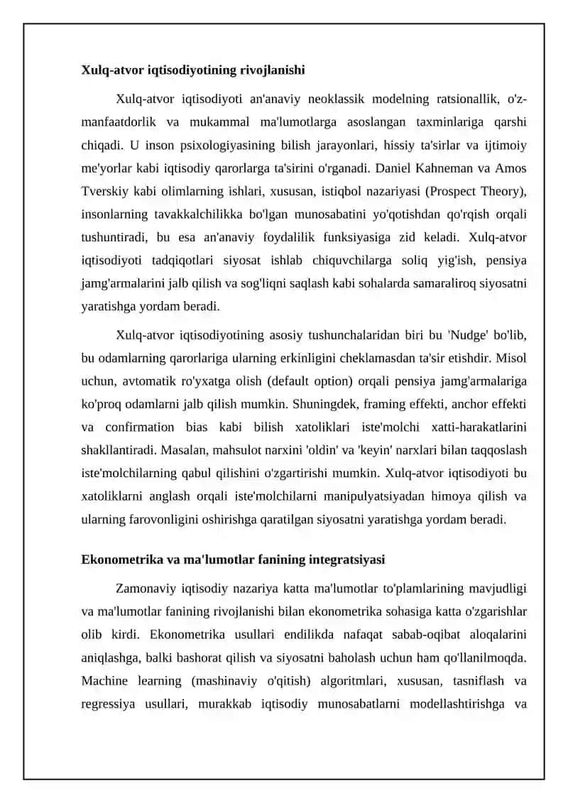 Hozirgi zamon iqtisodiyot nazaryasi rivojlanishning asosiy yonalishlari 4