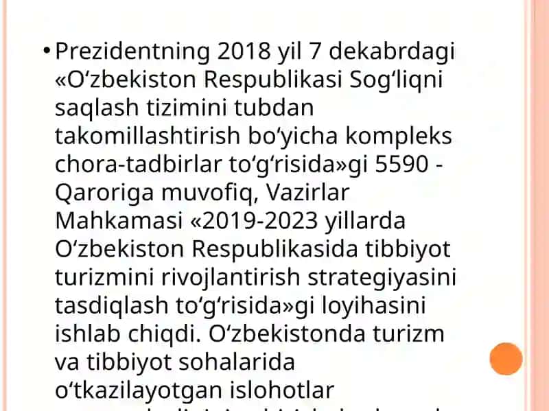 O’zbekistonda tibbiy turizimni rivojlantirish maqsadlari 4