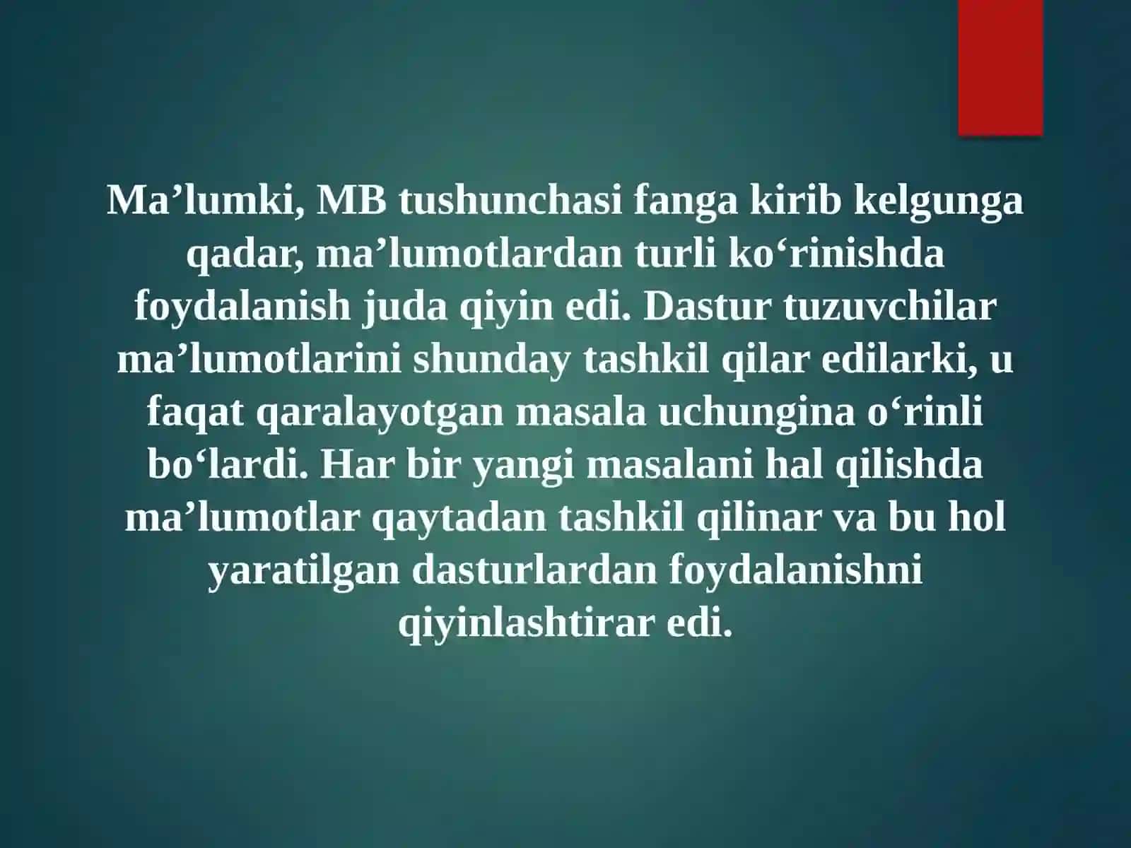 Mutaxassislikka oid ma’lumotlar bazasini tashkil qilish 4