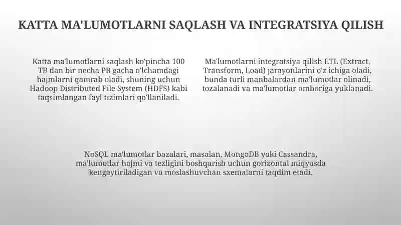 Katta ma'lumotlarni qayta ishlash texnologiyalari 4