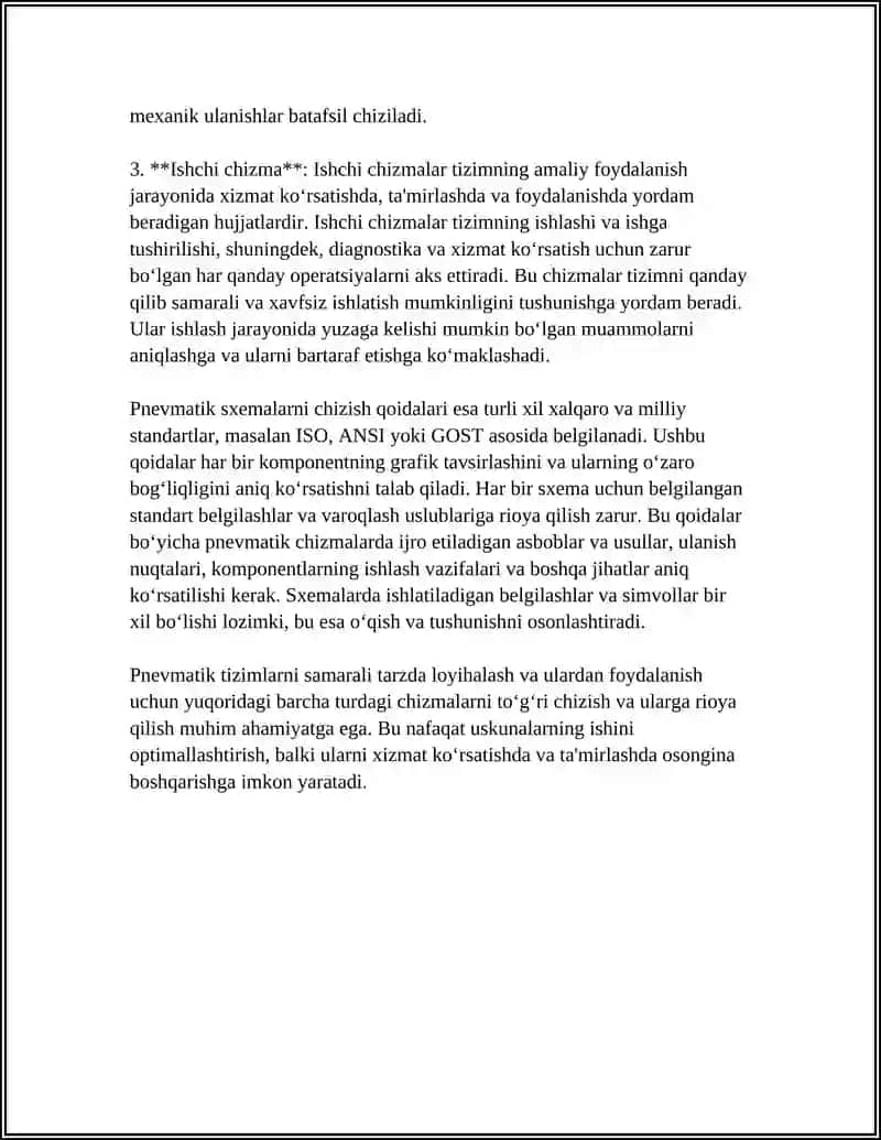 CHIZMA TURLARI. PNEVMATIK SXEMALARNI CHIZISH QO’YIDALARI 4
