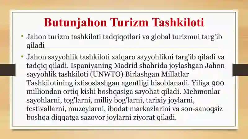 BUTUNJAHON TURISTIK TASHKILOTI 4