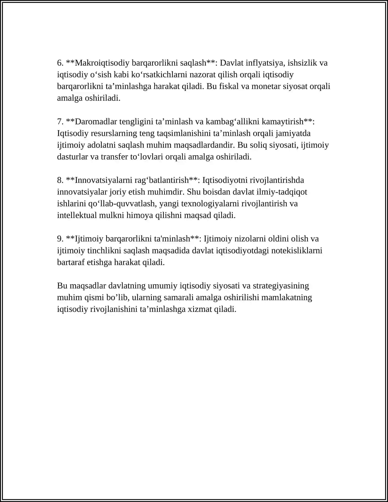 IQTISODIYOTNI TARTIBGA SOLISH VAZIFA, USULLARI VA MAQSADLARI 4