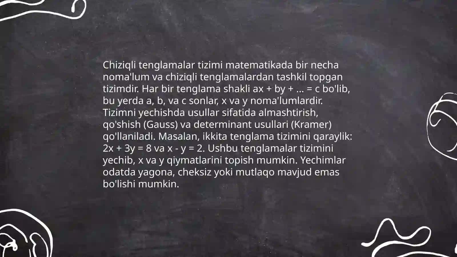 Chiziqli tenglamalar 4