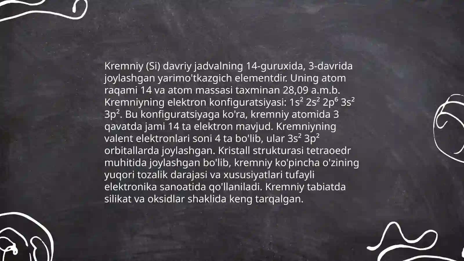 Kremniy. Kremniyni davriy sistemadagi orni va atom tuzulishi 4