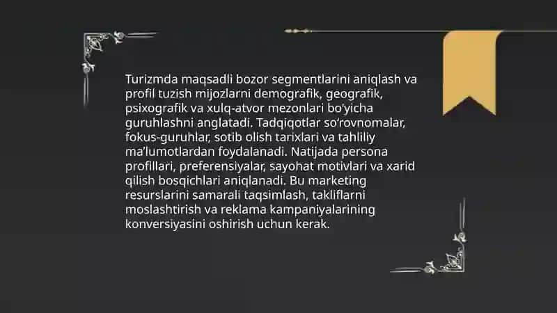 Turizmda marketing tadqiqotlari nima uchun kerak 4