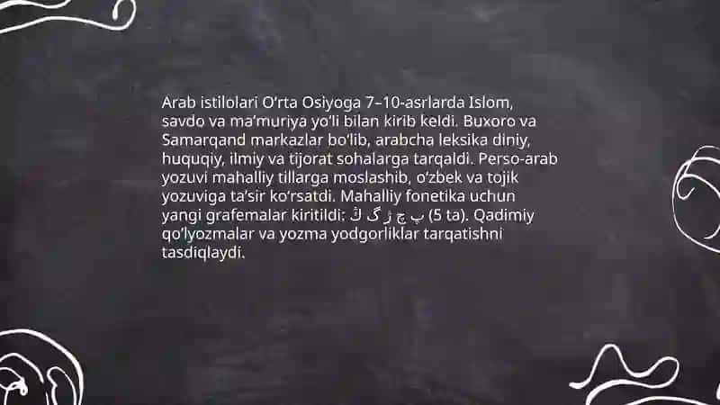 Arab harflarining Oʻrta Osiyoga kirib kelishi 4