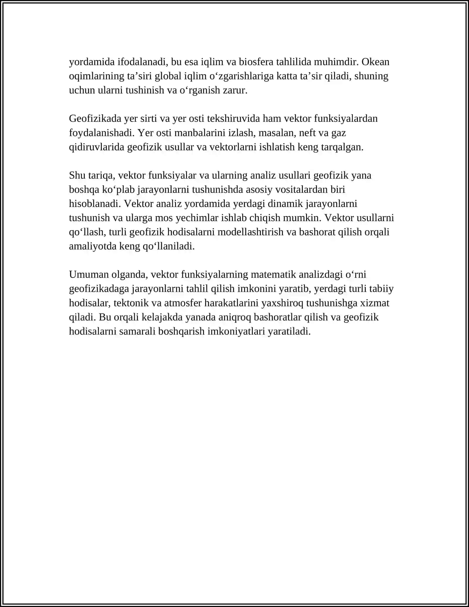 VEKTOR FUNKTSIYAKARNING GEOFIZIKA SOHASIDAGI TADBIQLARI 4