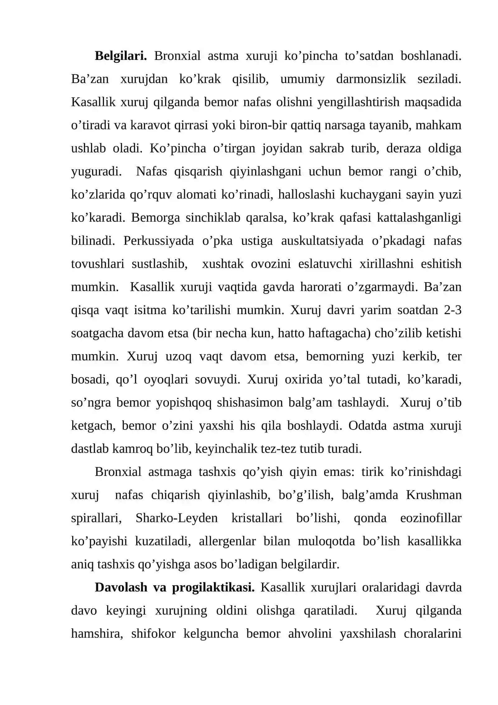 Bronxial astma, plevrit kasalligi, yurak yetishmovchiligi, kollaps va shokda birinchi yordam ko'rsatish 4