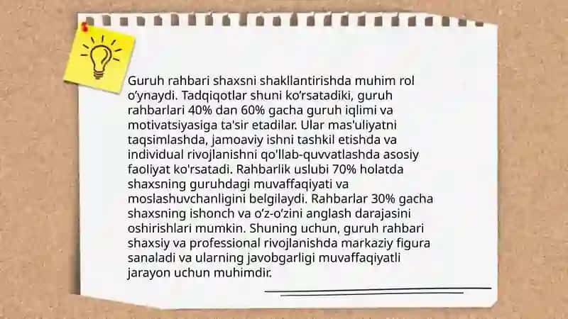 Jamoaning shaxs tarbiyasida tasiri gurux raxbqrining tarbiyaviy ishi 4