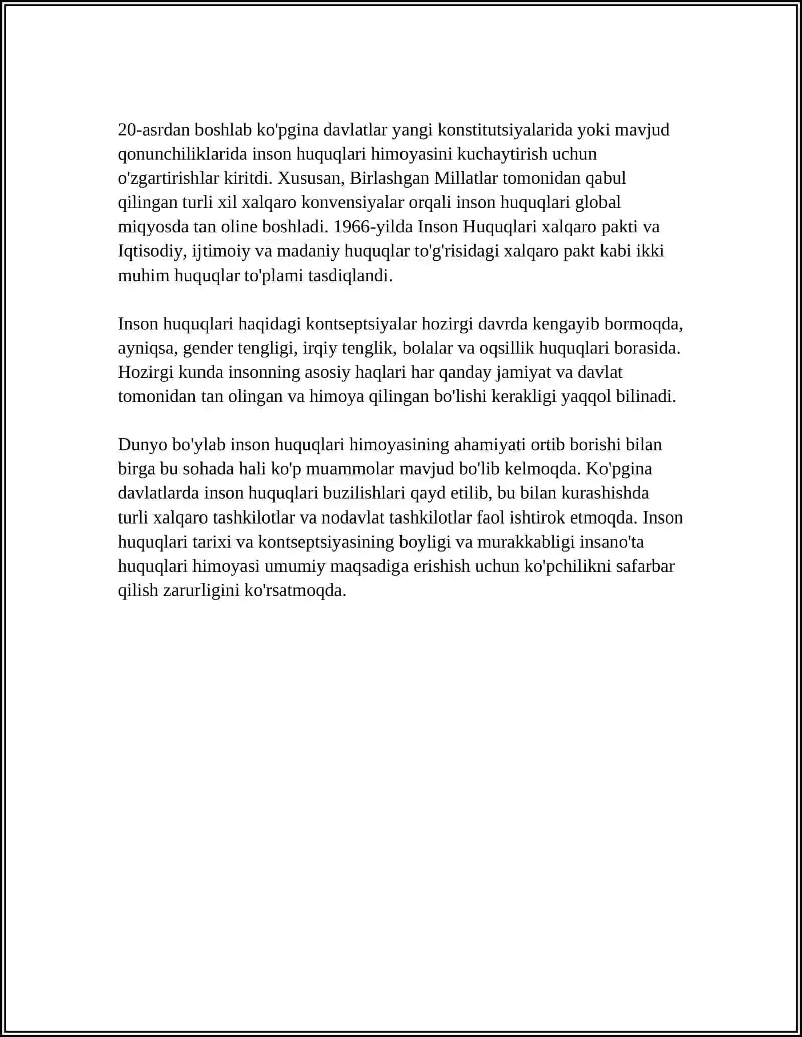 O'ZBEKISTONDA INSON HUQUQLARI VA ERKINLIKLARI KAFOLATNING YARATILISHI 4