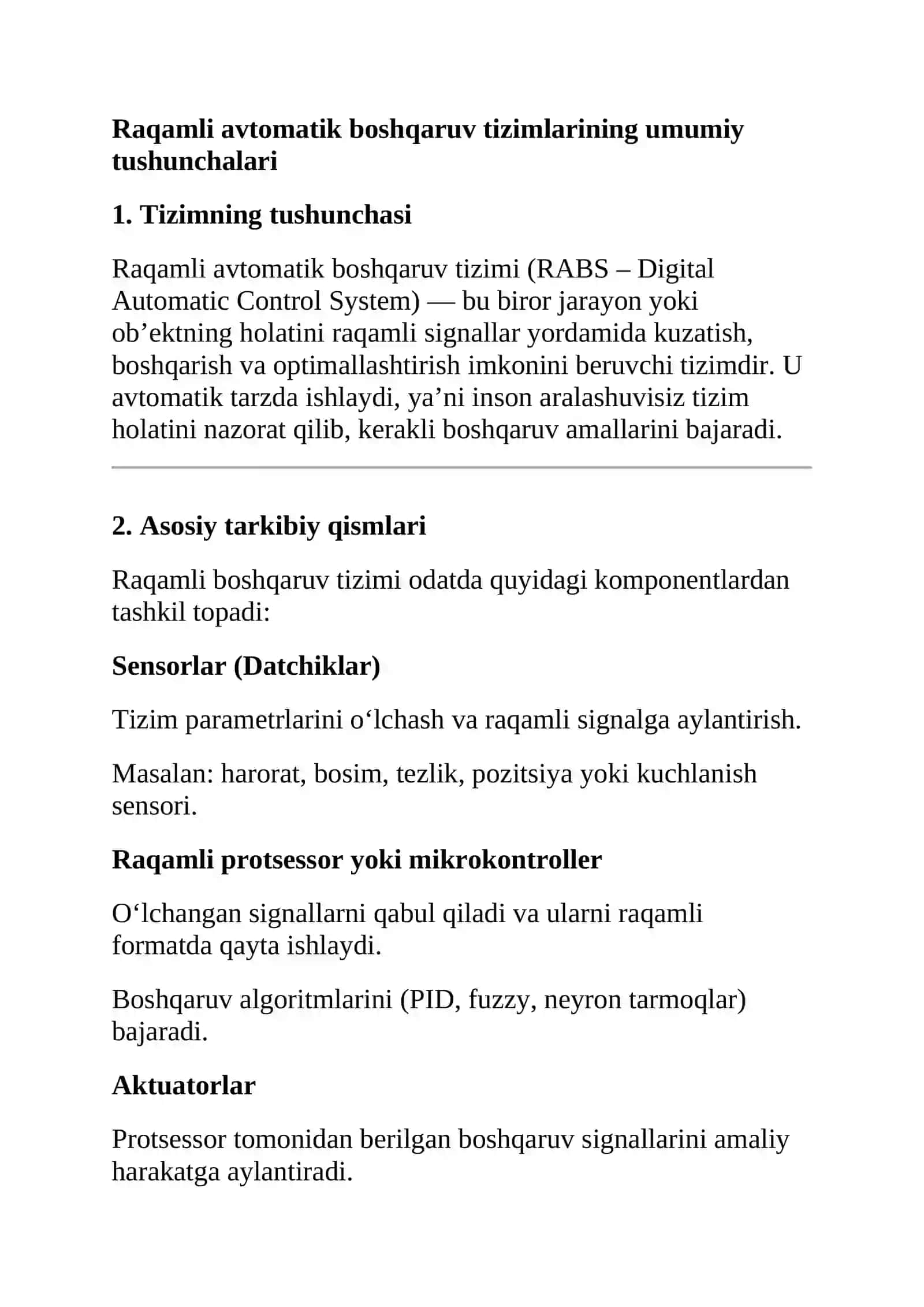 Raqamli avtomatik boshqarish sistemalari 4