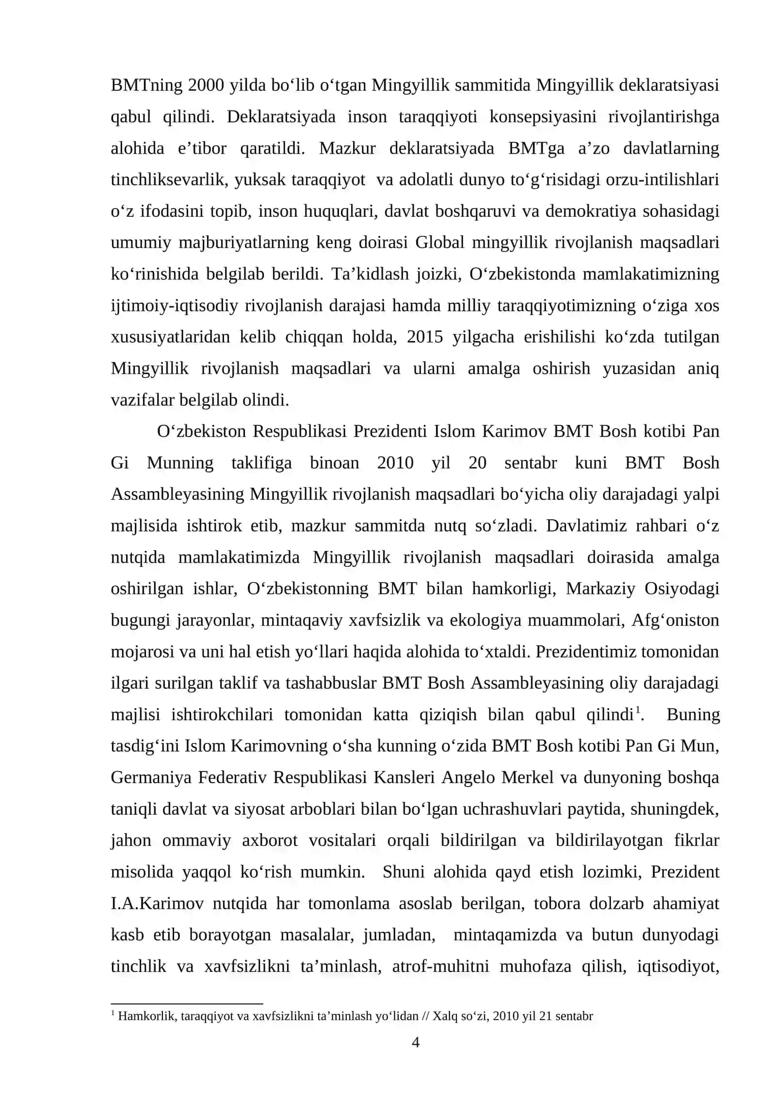 O‘zbekistonda BMTning Mingyillik rivojlanish maqsadlariga erishishning istiqbollari va ijtimoiy ahamiyati 4