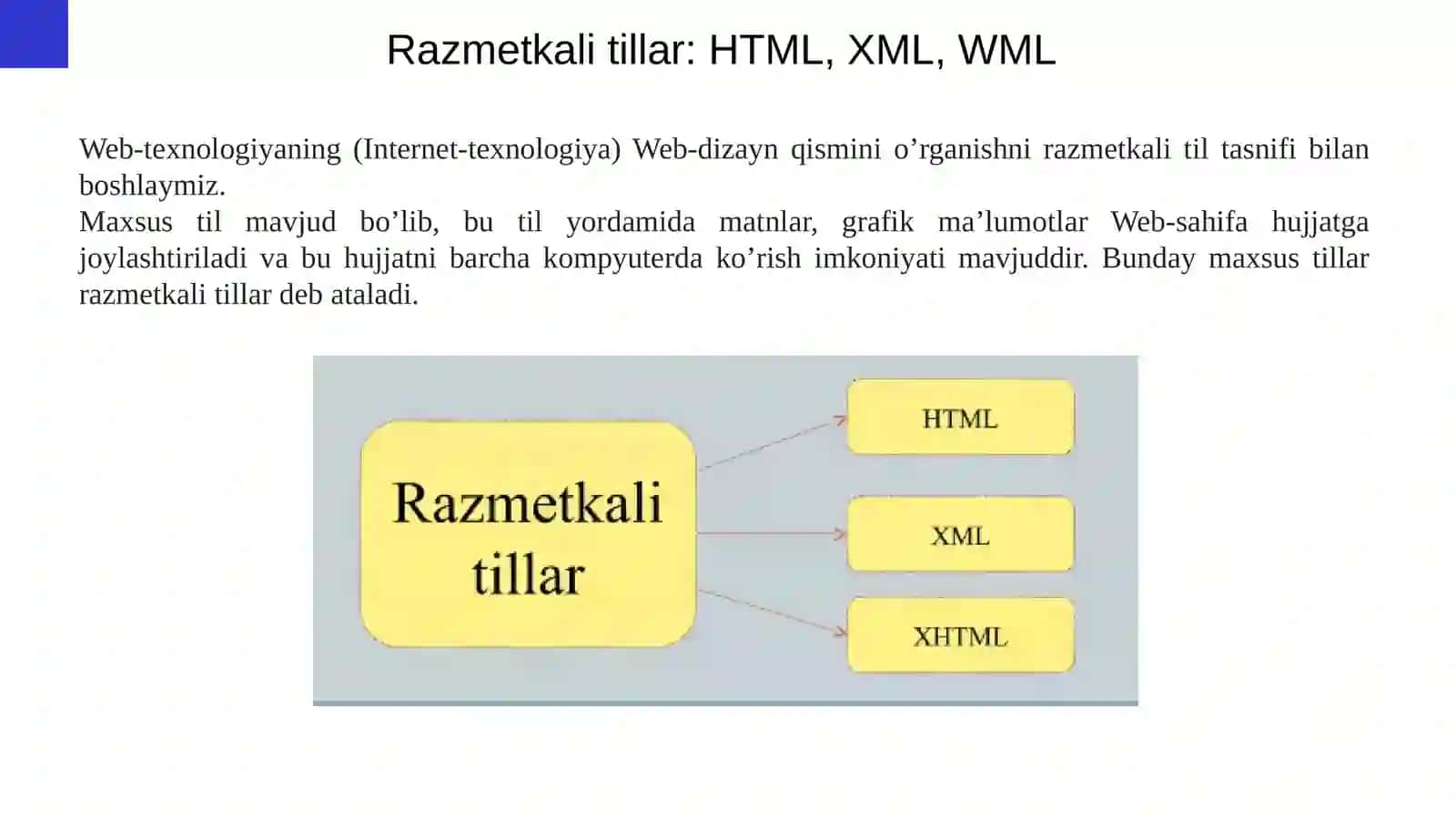 WEB dasturlash va dizayn fani bo’yicha electron resurs uchun taqdimot materiallari 4