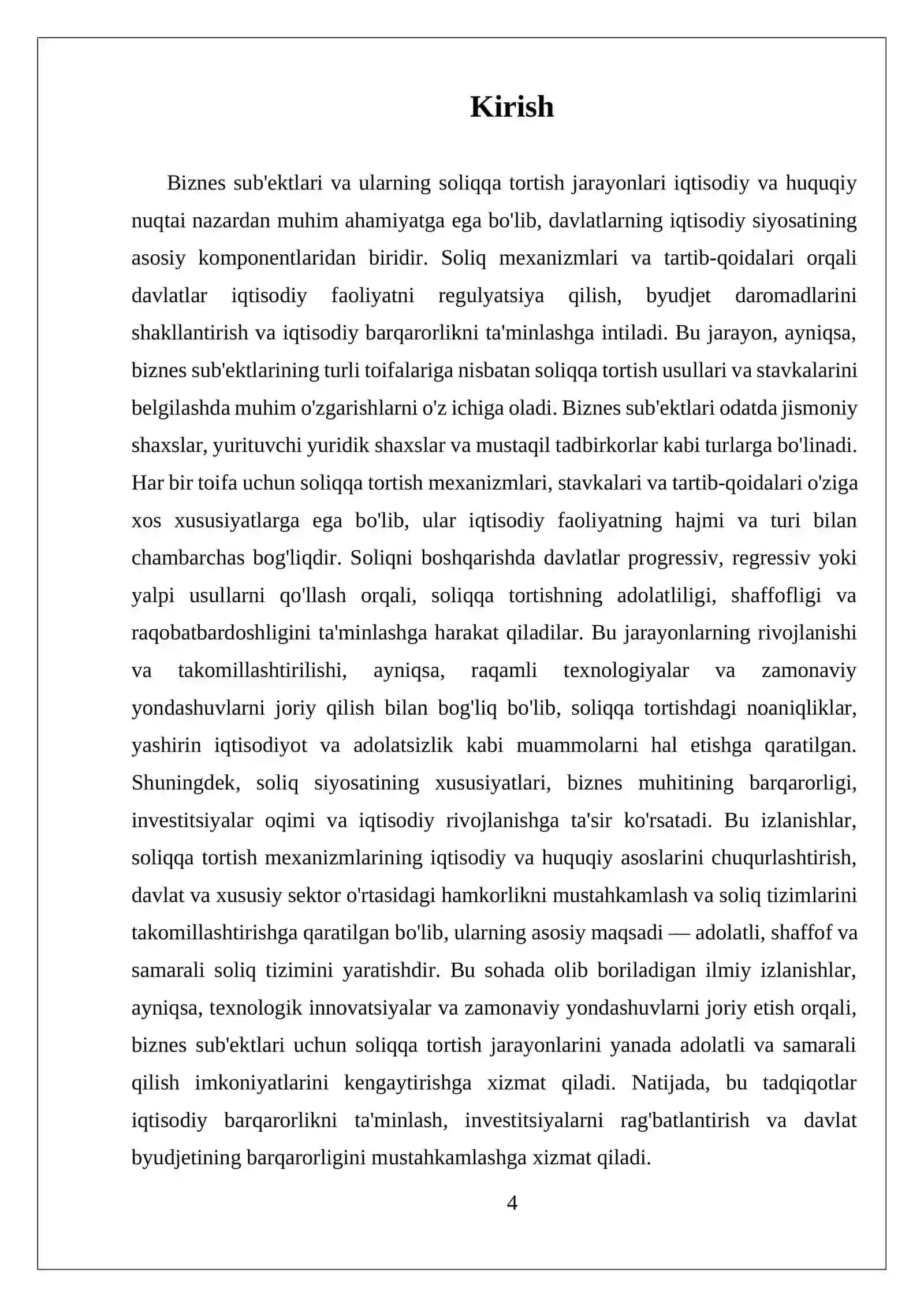 REFERAT BIZNES SUBEʼKTLARI AYRIM TOIFALARI SOLIQQA TORTISHNING XUSUSIYATLARI 4