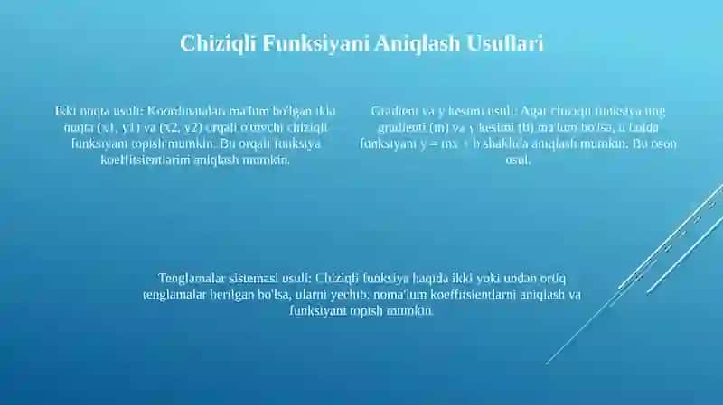 Chiziqli funksiyalarning sonini aniqlash 4