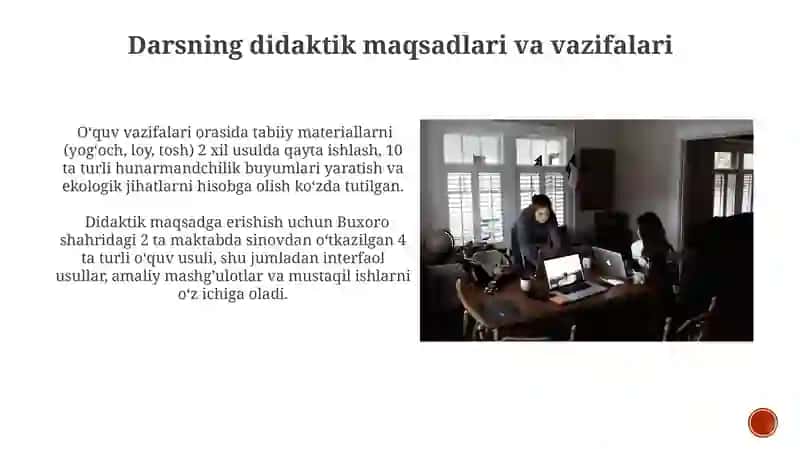 Tabbiiy materiallar bilan ishlash darslarini tashkil etish metodikasi 4