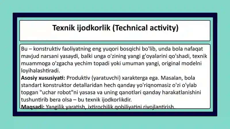 Boshlang'ich ta'limda bolalarning konstruktiv faoliyati va texnik ijodkorligi prezentatsiya 4