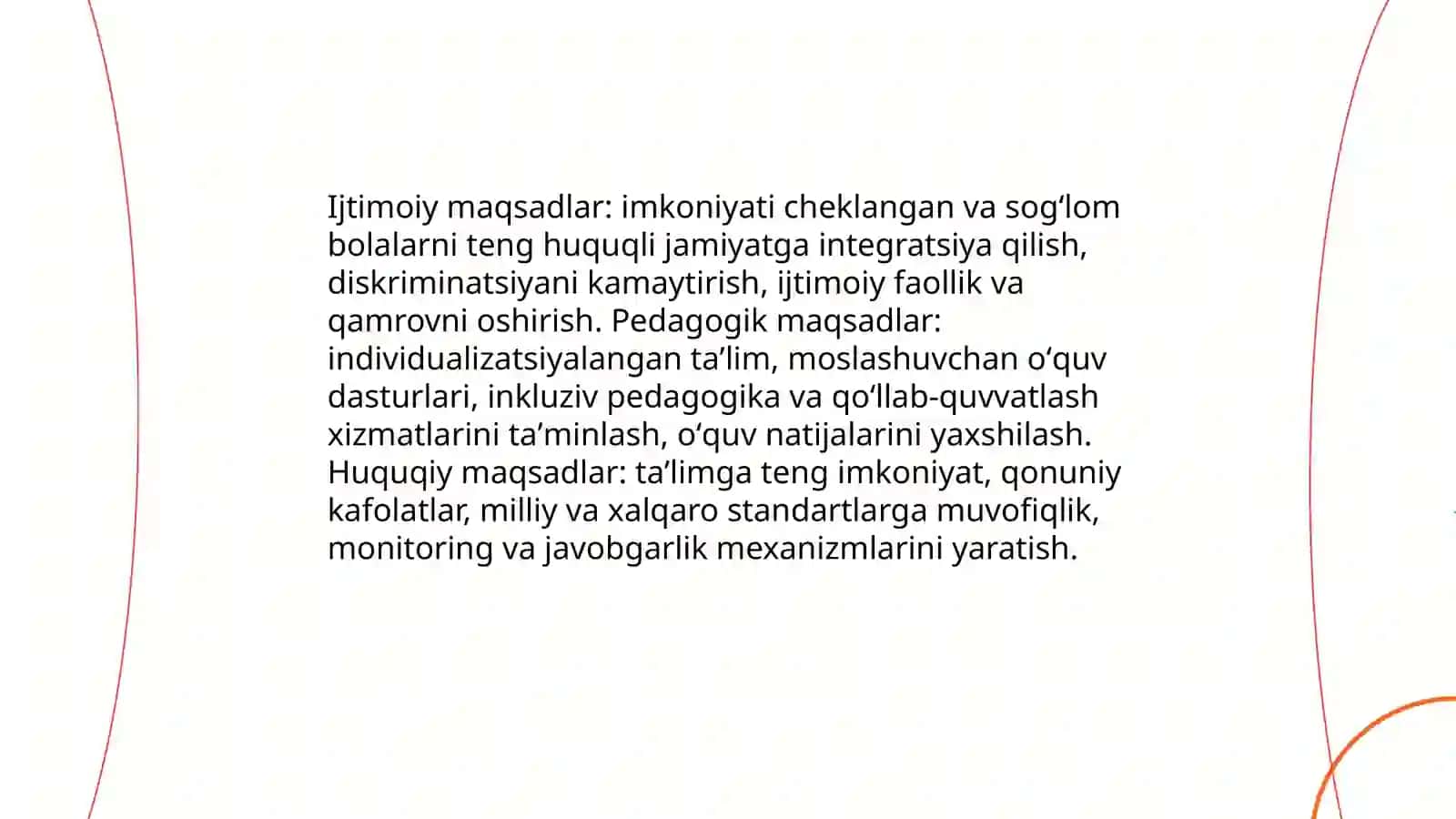 Inklyuziv ta’limning mazmuni predmeti maqsadi va vazifalari 4