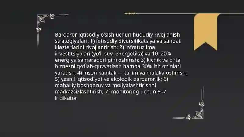 Hududlarning iqtisodiy salogiyati va barqaror iqtisodiy o'sish 4