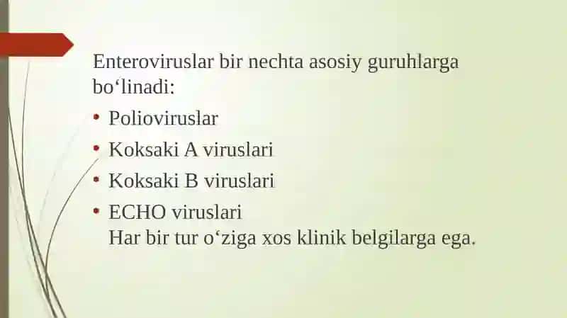 Enteroviruslar va ularning klinik ko'rinishlari 4