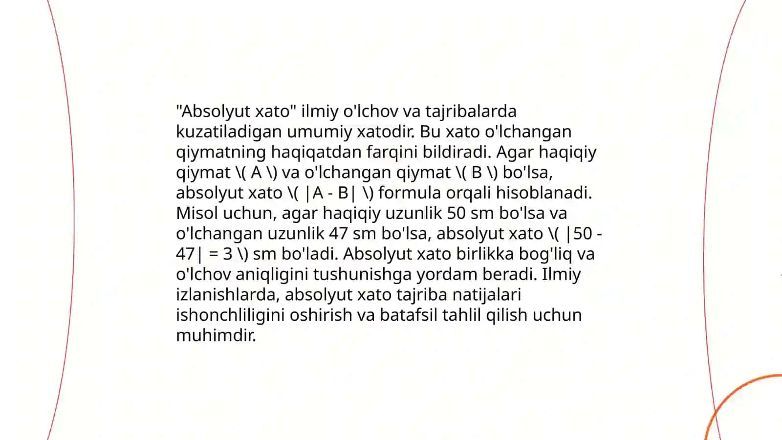 Taqribiy hisob, absolyut va nisbiy xato, sonlarni yaxlitlash usullari 4