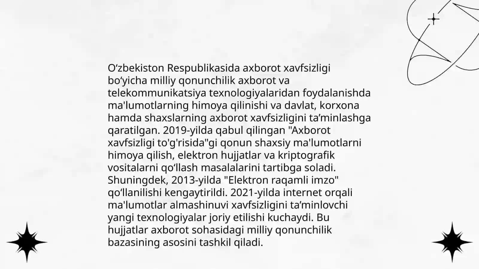 Oʻzbekistonda axborot xavfsizligining maʼnaviy va huquqiy asoslari 4
