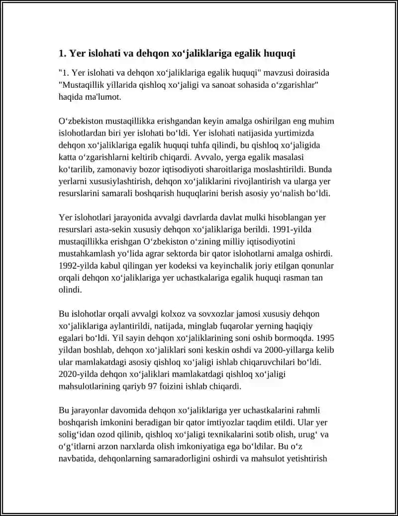 MUSTAQILLIK YILLARIDA QISHLOQ XOʻJALIGI VA SANOAT SOHASIDA OʻZGARISHLAR 4
